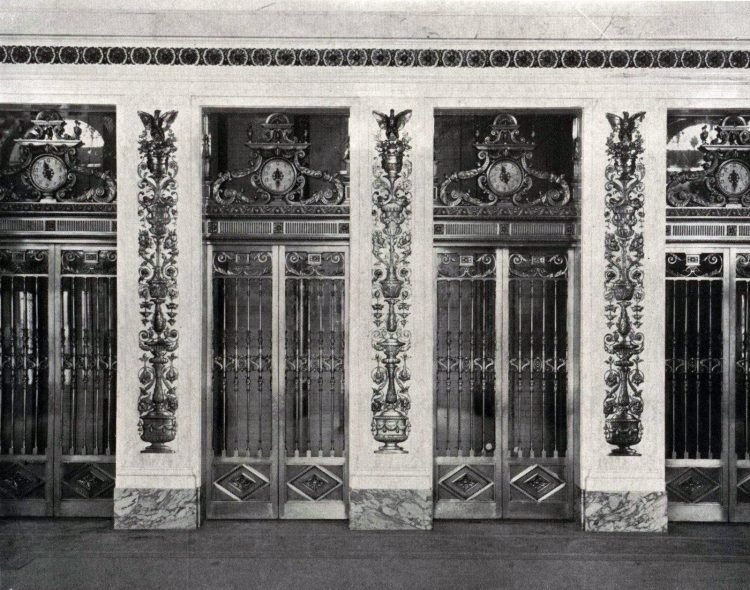 Vintage Plaze Hotel elevators New York 1910 750x590